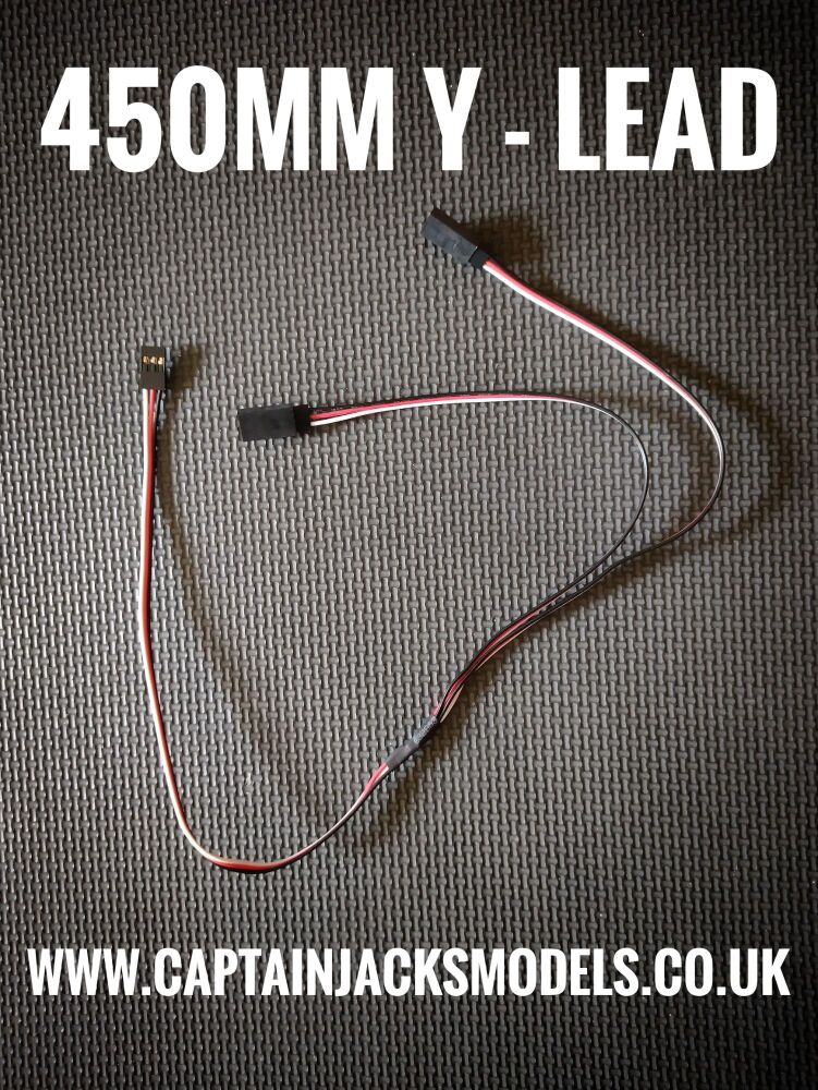450mm Futaba Servo Extension Y Lead - x1 Male To x2 Female - WITHOUT SIDE LIP