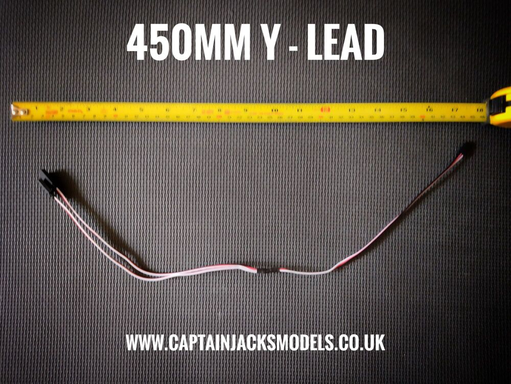 450mm Futaba Servo Extension Y Lead - x1 Male To x2 Female - WITHOUT SIDE LIP