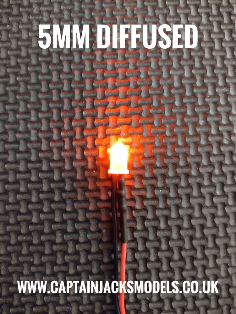 5mm Prewired Led DIFFUSED ORANGE 1mm Wires