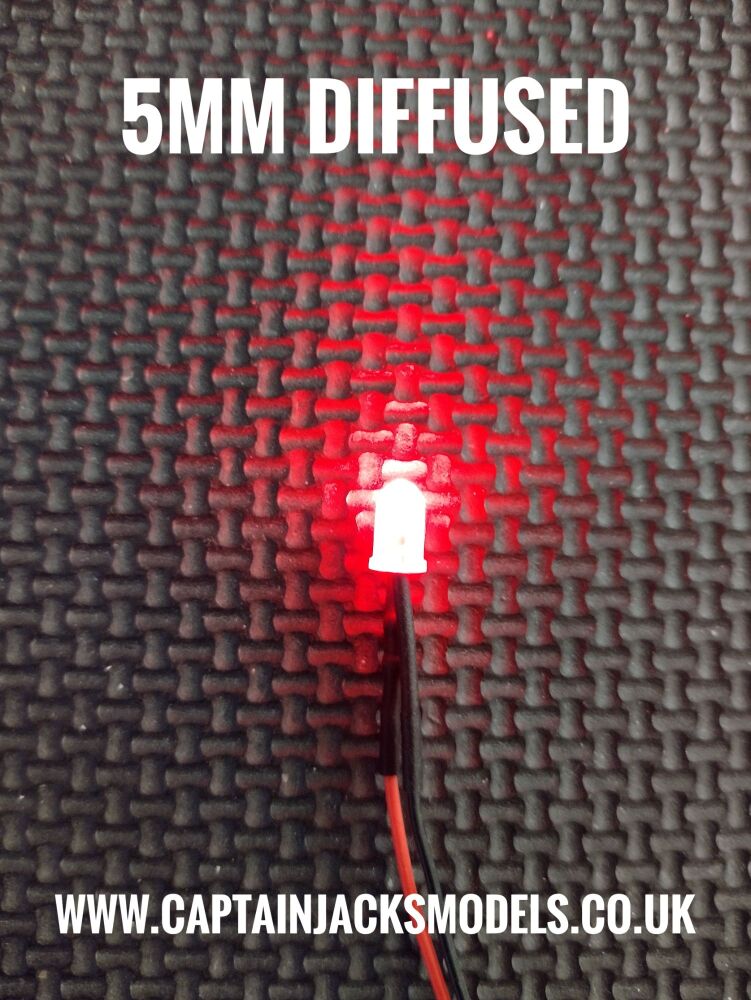 5mm Prewired Led DIFFUSED RED 1mm Wires