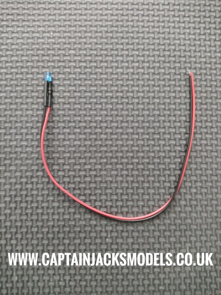 3mm Prewired Led - 1mm WIRES - Diffused - BLUE - STATIC