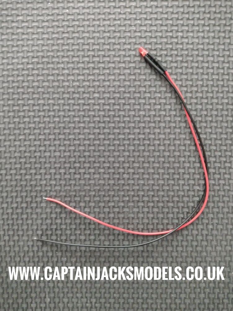 3mm Prewired Led - 1mm WIRES - Diffused - RED - STATIC