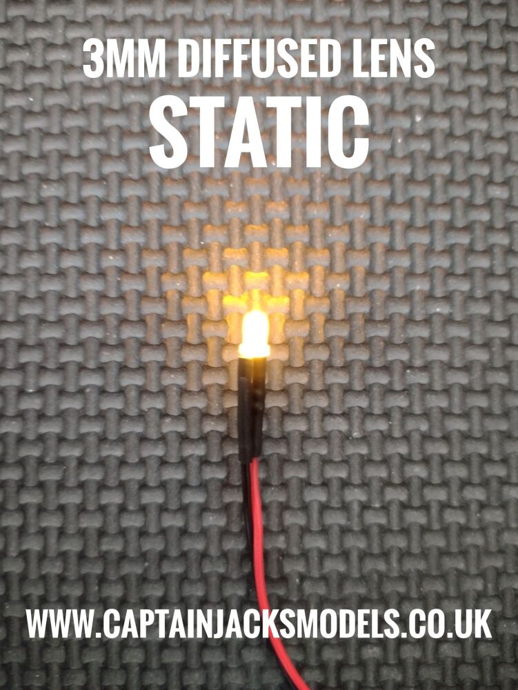 3mm Prewired Led - 1mm WIRES - Diffused - YELLOW - STATIC