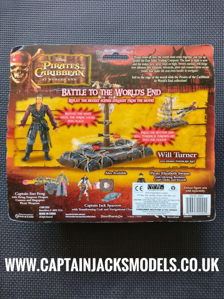Zizzle - Collectors Figure - Pirates Of The Caribbean At Worlds End - Deluxe Will Turner With Spinning Powder Keg Raft