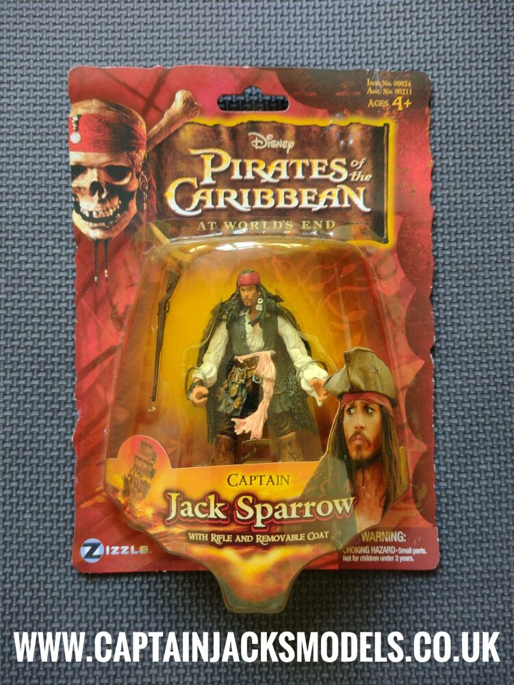 Zizzle - Collectors Figure - Pirates Of The Caribbean At Worlds End - Captain Jack Sparrow With Rifle & Removable Coat