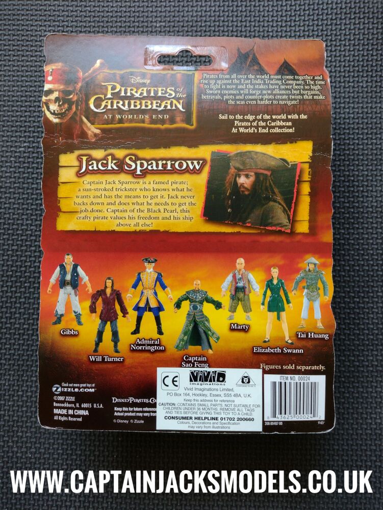 Zizzle - Collectors Figure - Pirates Of The Caribbean At Worlds End - Captain Jack Sparrow With Rifle & Removable Coat