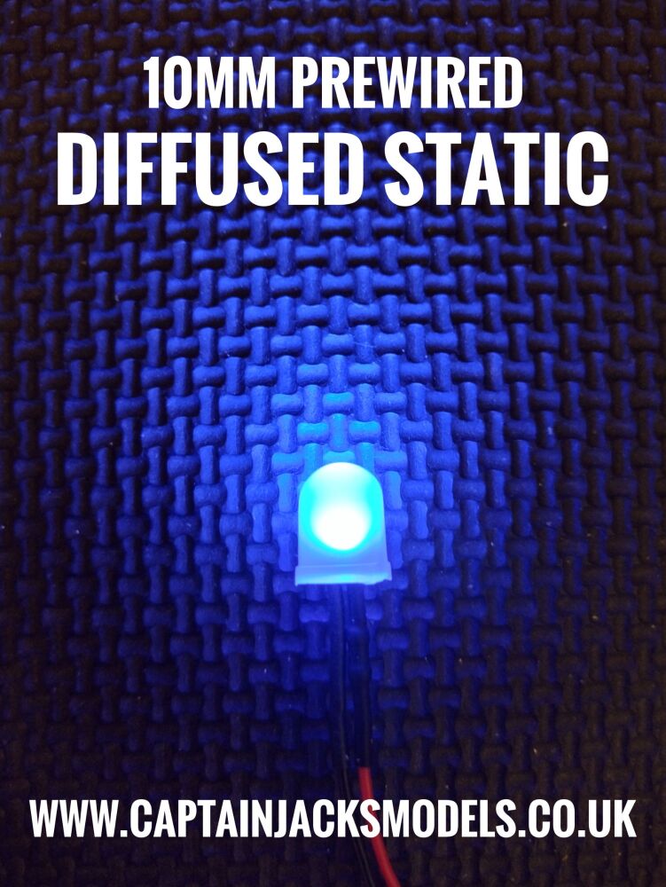 10mm Prewired LED - DIFFUSED - Blue