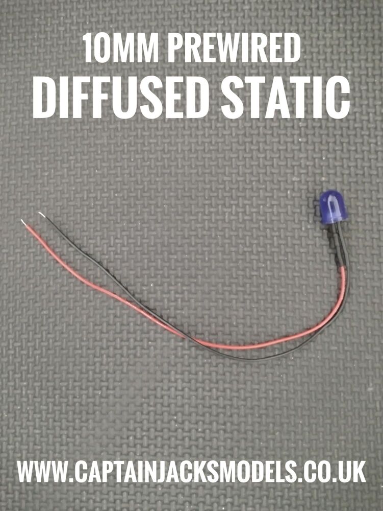10mm Prewired LED - DIFFUSED - Blue