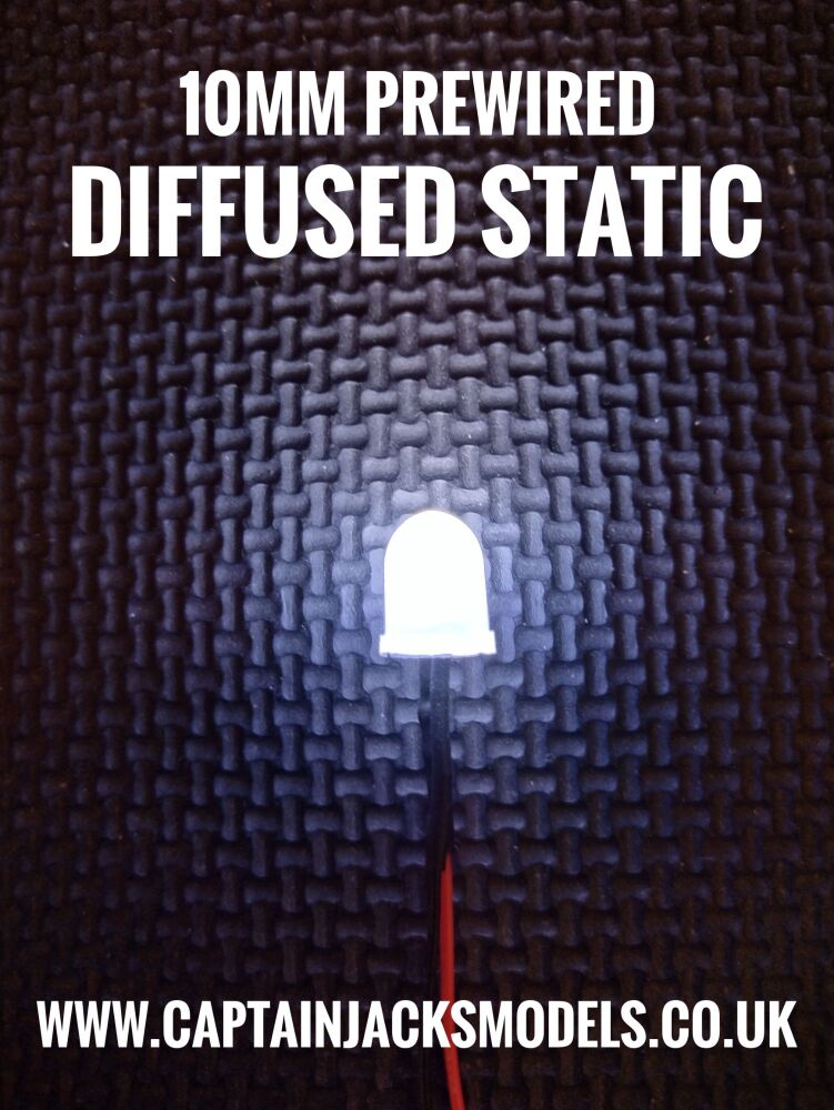 10mm Prewired LED - DIFFUSED - Cool White