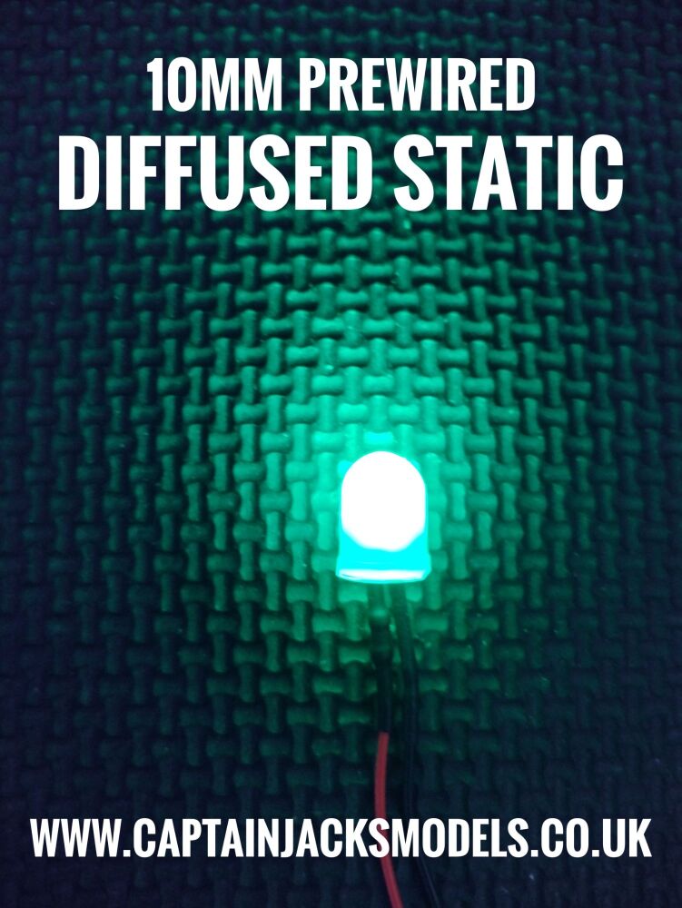 10mm Prewired LED - DIFFUSED - Green