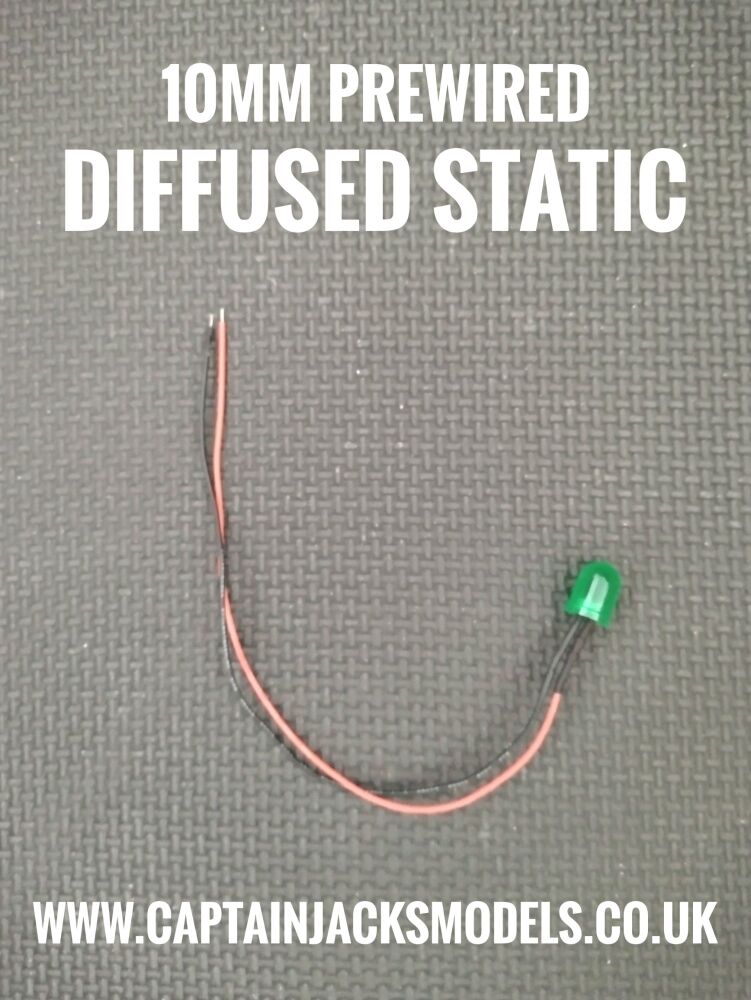 10mm Prewired LED - DIFFUSED - Green