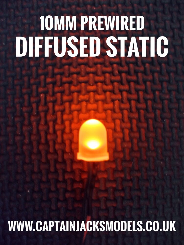 10mm Prewired LED - DIFFUSED - Orange