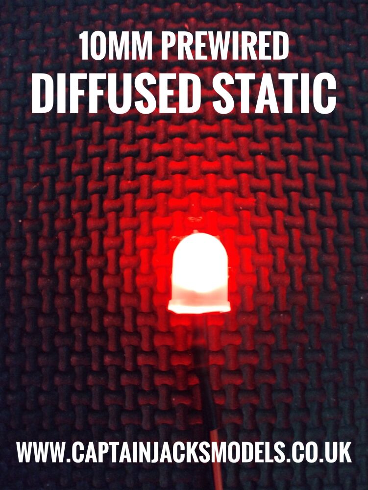 10mm Prewired LED - DIFFUSED - Red