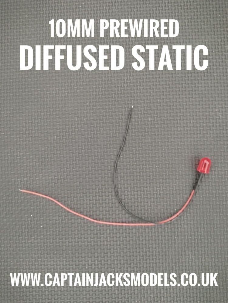 10mm Prewired LED - DIFFUSED - Red