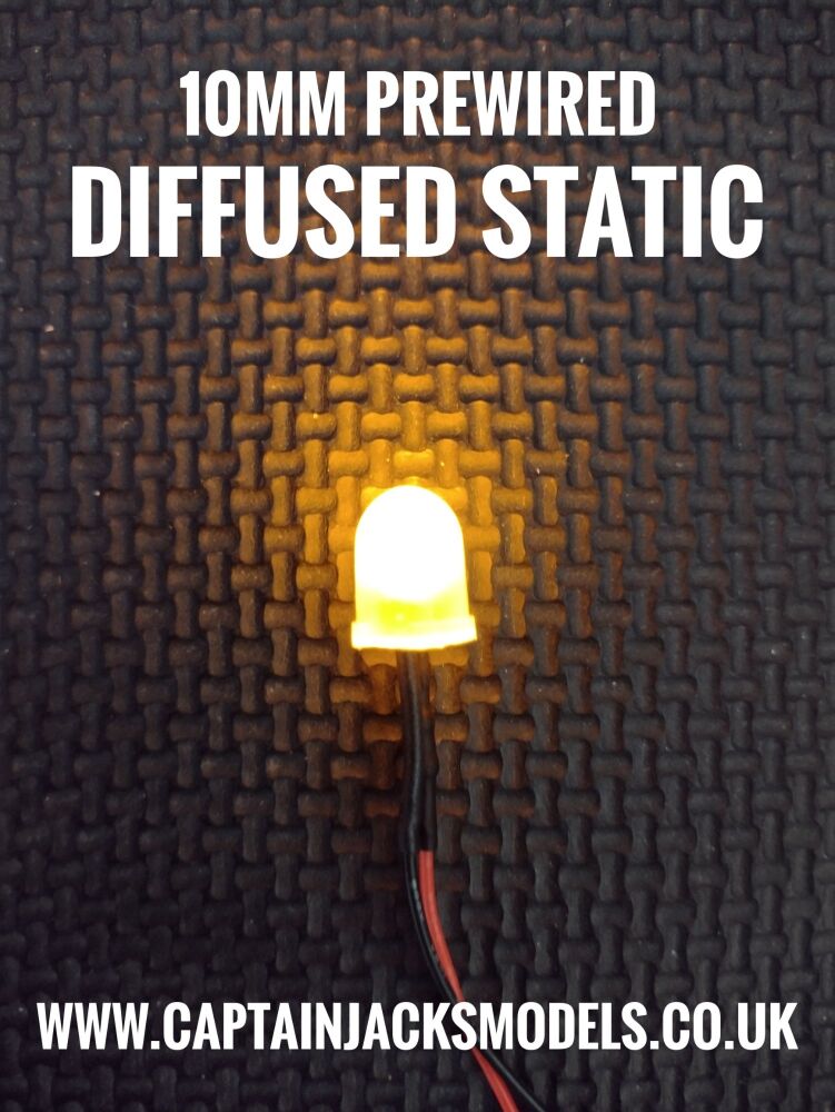 10mm Prewired LED - DIFFUSED - Yellow