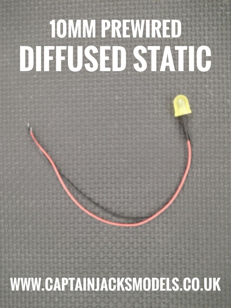 10mm Prewired LED - DIFFUSED - Yellow