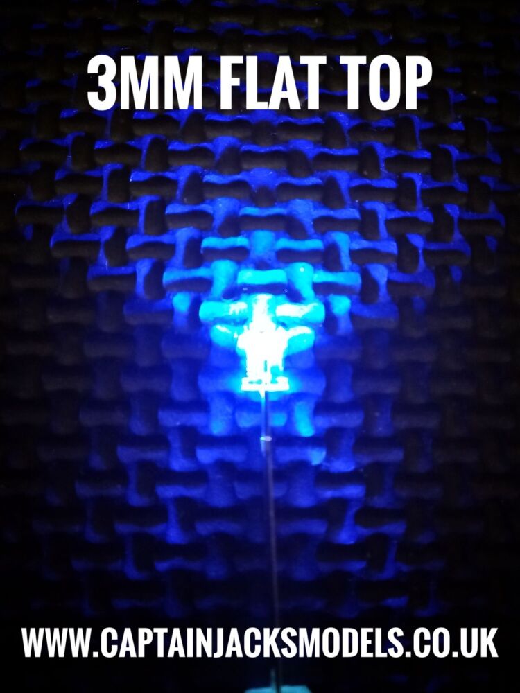 3mm BLUE Flat Top LED Ultra Bright Long Leg
