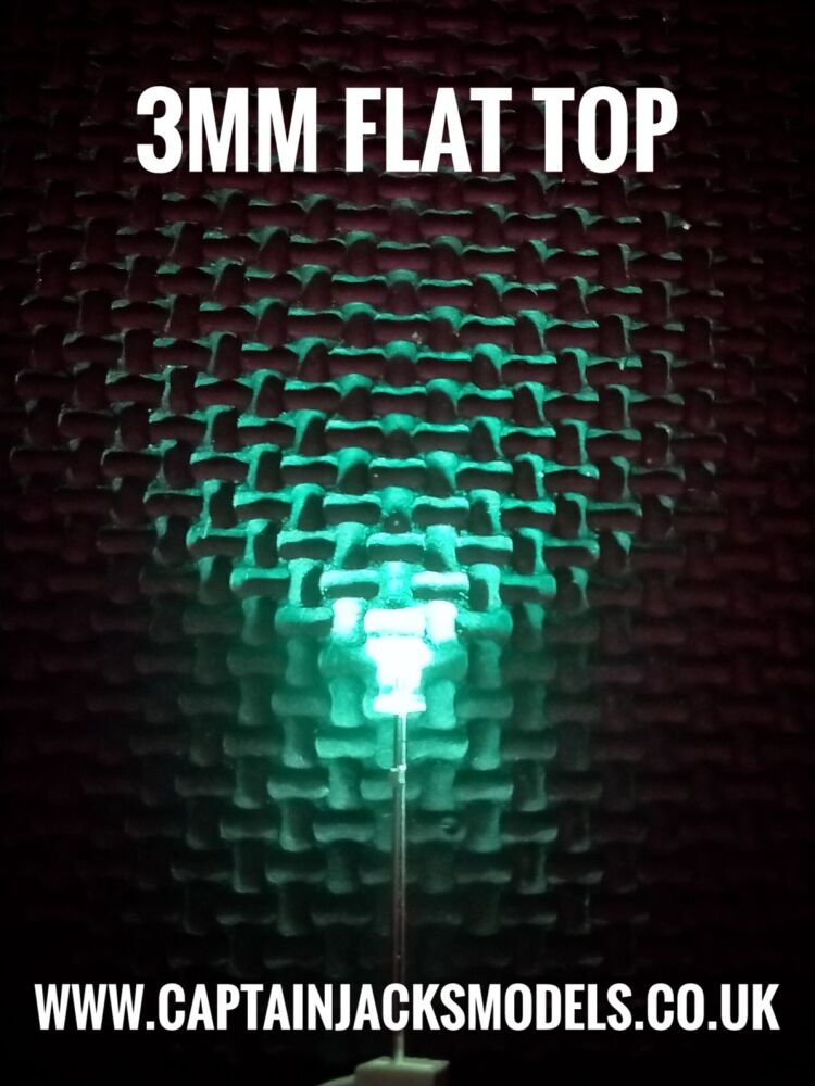 3mm GREEN Flat Top LED Ultra Bright Long Leg