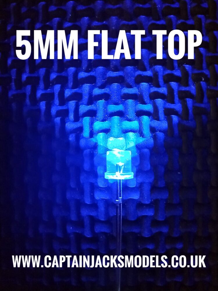 5mm BLUE Flat Top LED Ultra Bright Long Leg