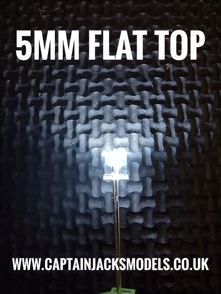 5mm COOL WHITE Flat Top LED Ultra Bright Long Leg
