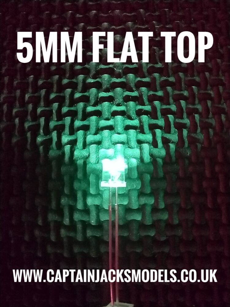 5mm GREEN Flat Top LED Ultra Bright Long Leg