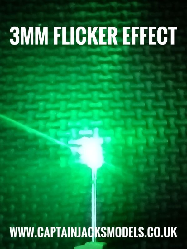 3mm GREEN Flicker Effect LED Ultra Bright Long Leg
