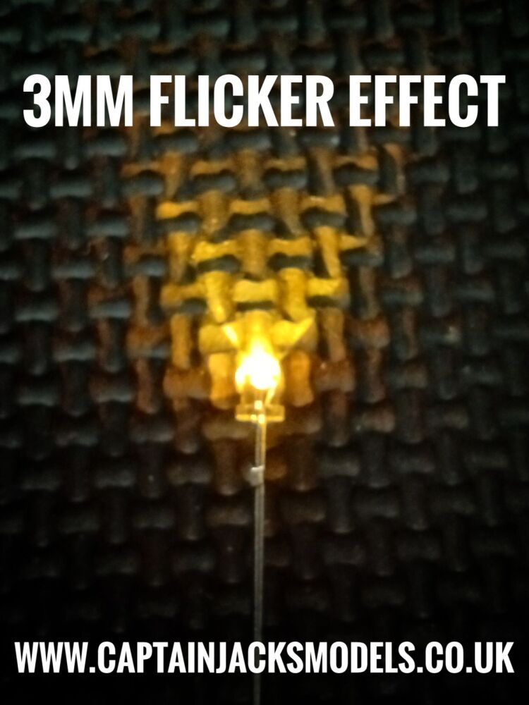 3mm YELLOW Flicker Effect LED Ultra Bright Long Leg