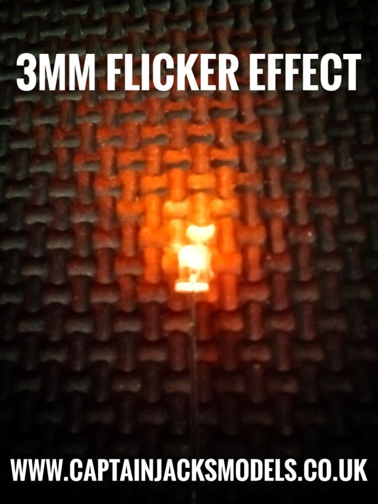 3mm ORANGE Flicker Effect LED Ultra Bright Long Leg