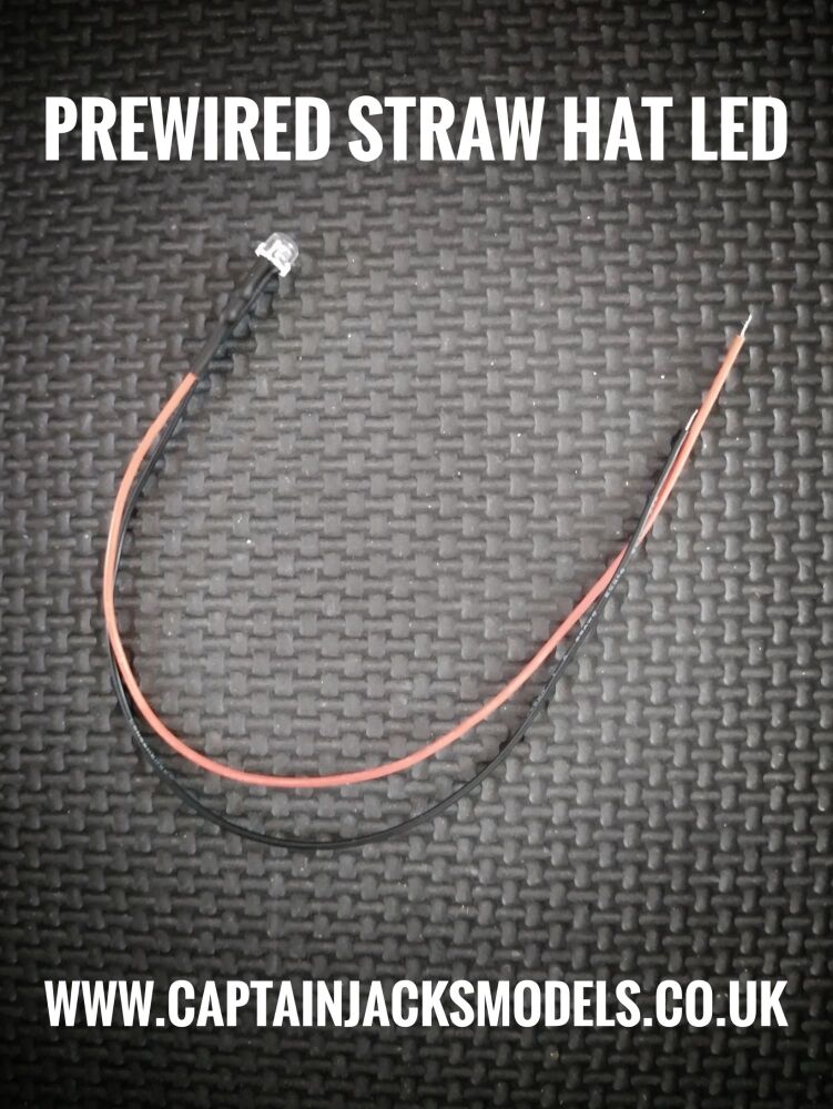 Prewired 5mm COOL WHITE Straw Hat LED