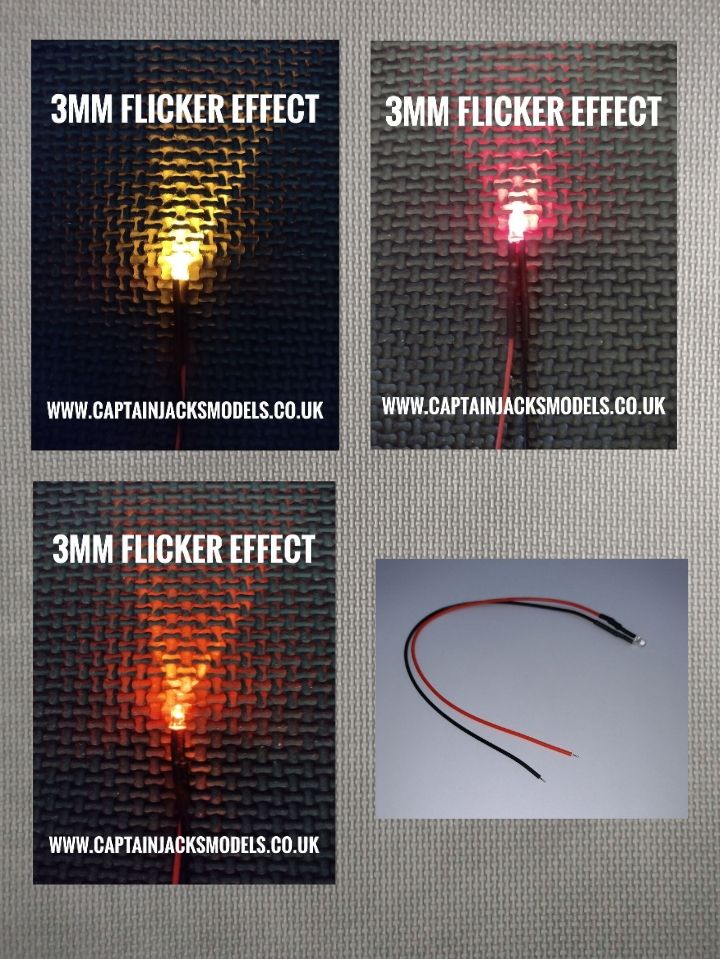 3mm Prewired LED - Ultra Bright - Flame Effect FLICKER LED Value Pack