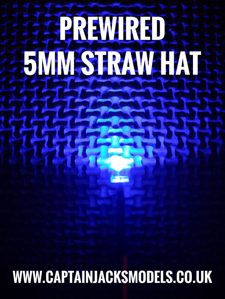 Prewired 5mm BLUE Straw Hat LED