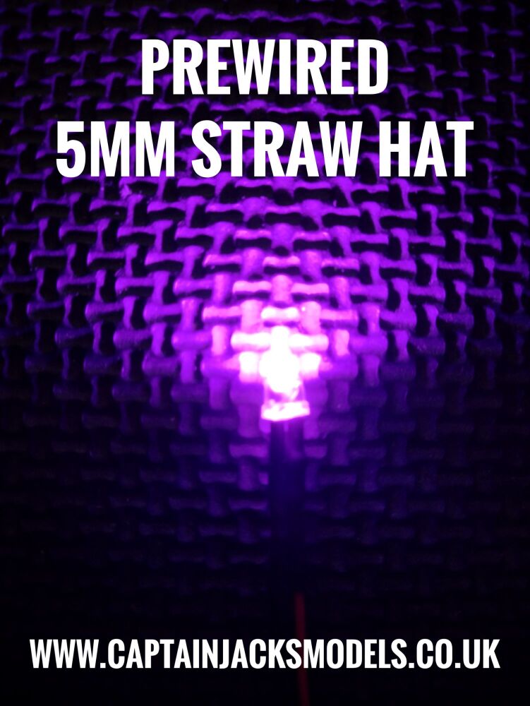 Prewired 5mm PINK Straw Hat LED