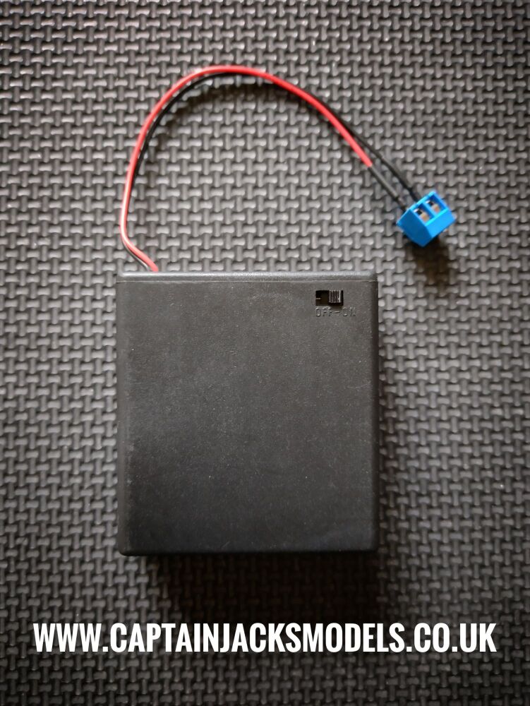 Four Cell AA Battery Box With Built In Switch - 6v - SCREW TERMINAL CONNECTOR