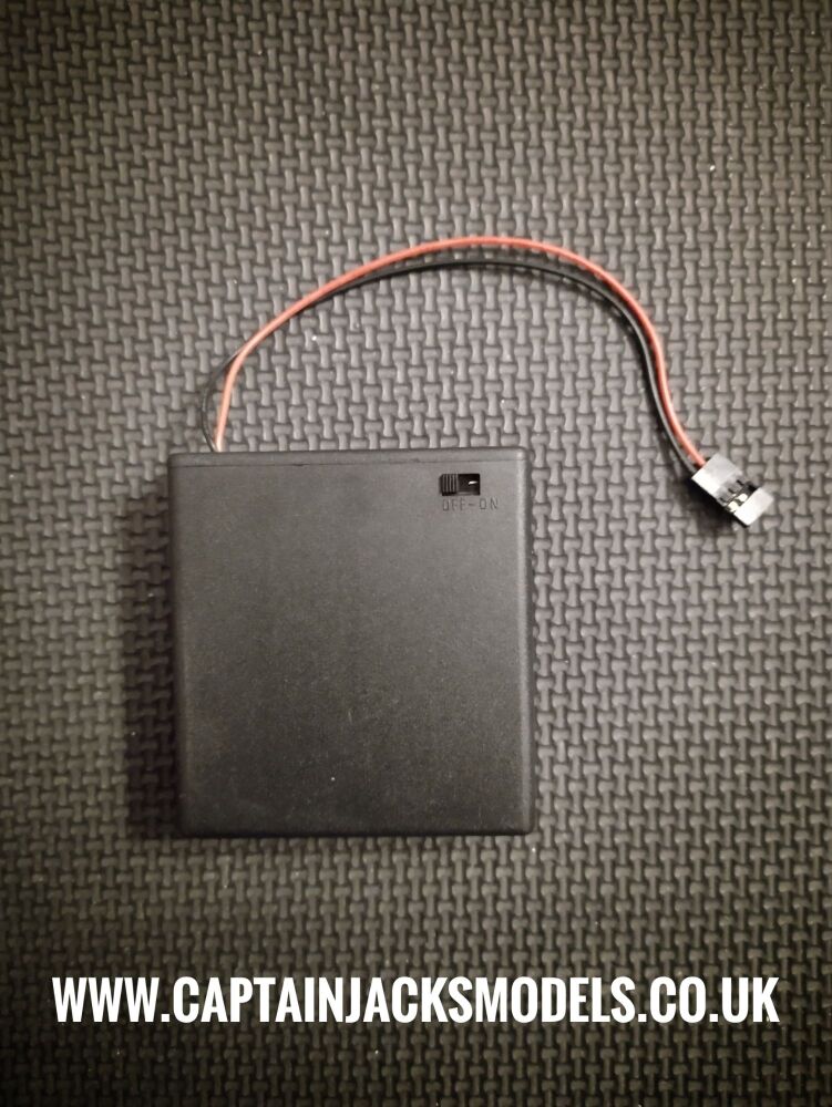 Four Cell AA Battery Box With Built In Switch - 6v - JR CONNECTOR