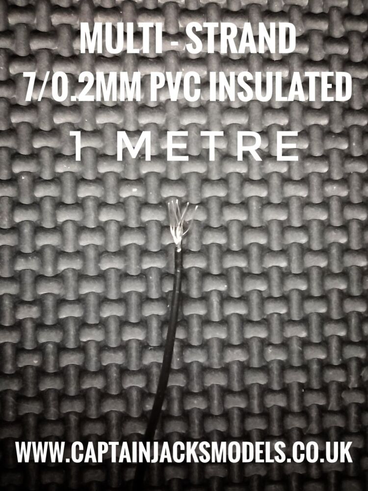 Equipment Wire - Tinned Copper Multi Strand 7/0.2mm PVC Insulated 28 AWG - BLACK - 1 Metre