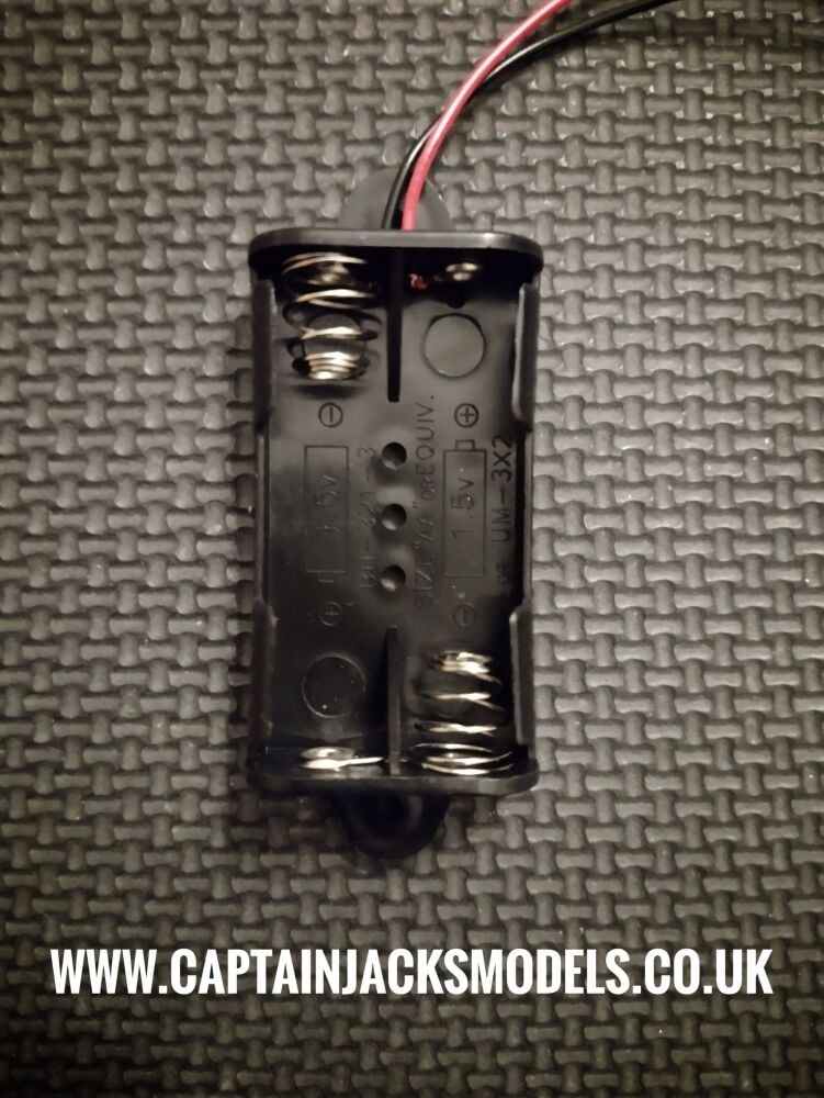Battery Holder For 2 AA Batteries Side By Side Flat  Shape Panel Mount With Wired Connection 3v