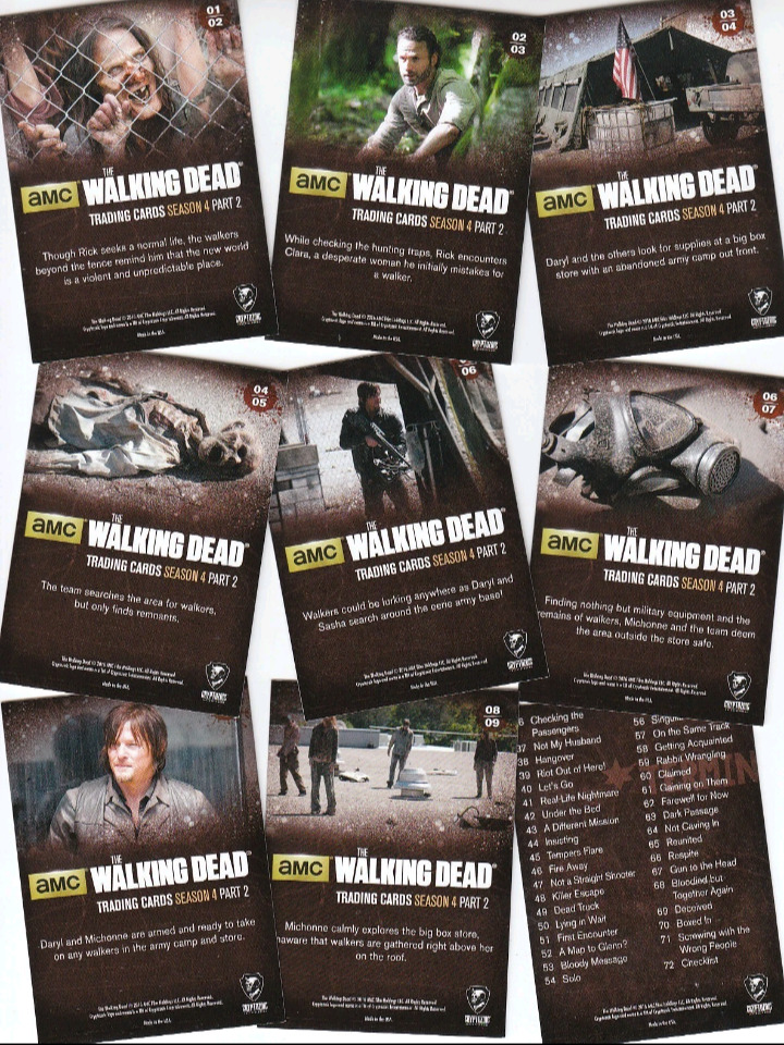 The Walking Dead Season 4 Part 2 Complete 72 Card Trading Card Base Set By Cryptozoic