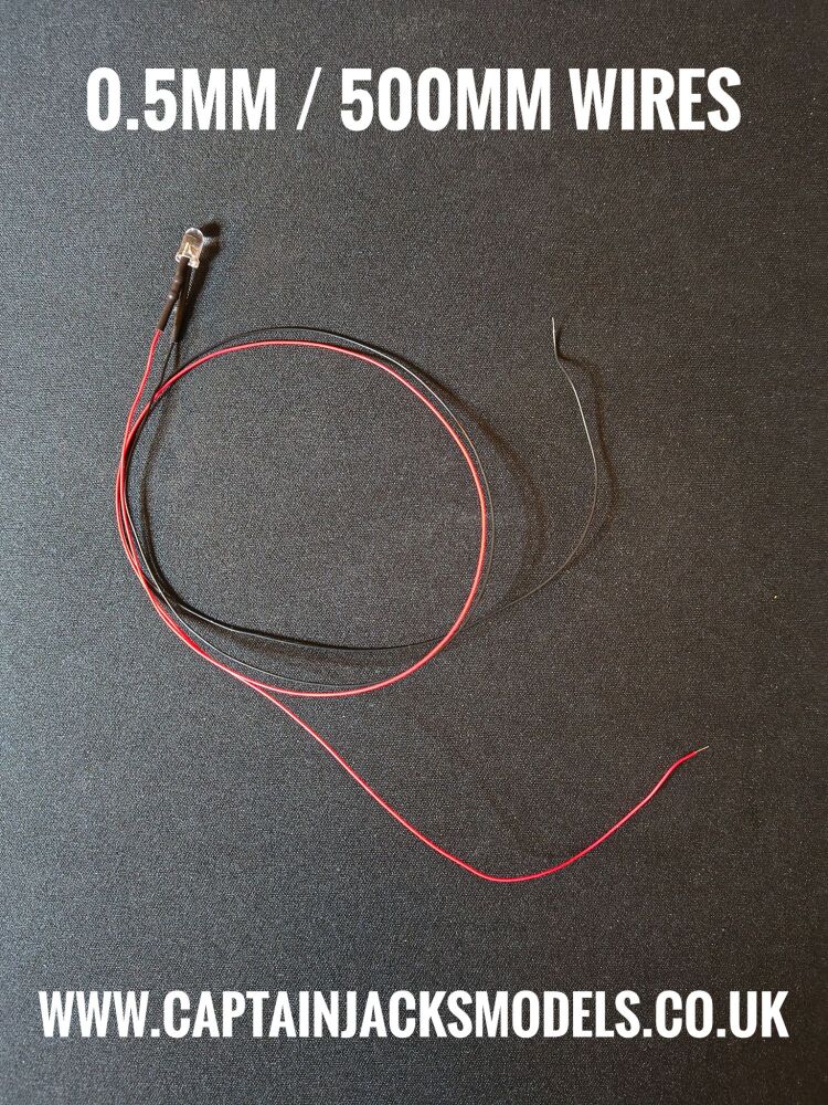 5mm Prewired LED - 0.5mm 30AWG WIRES 500mm Long - Ultra Bright - FLICKER EFFECT ORANGE