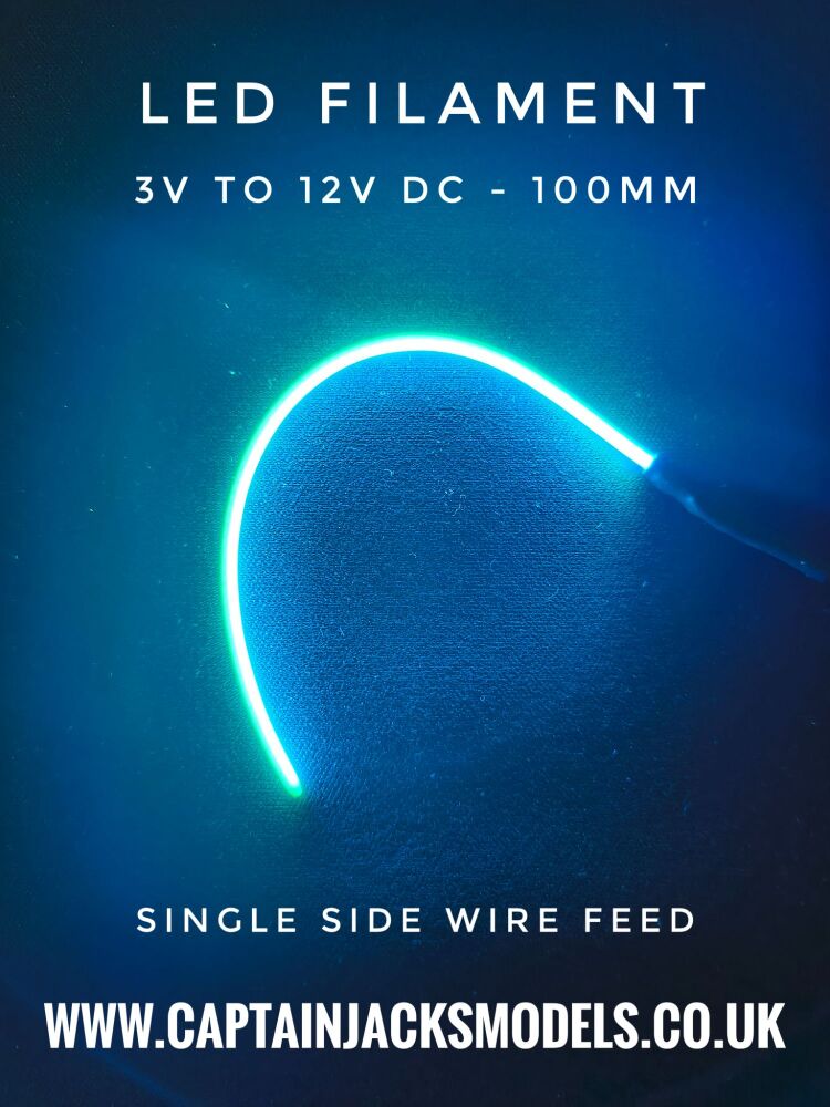 Led Filament - ICE BLUE - 100mm - 3v To 12v DC
