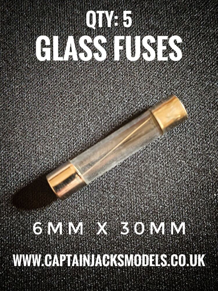 Glass Fuse 6mm x 30mm 0.5A 250V Quantity 5 Fuses Supplied