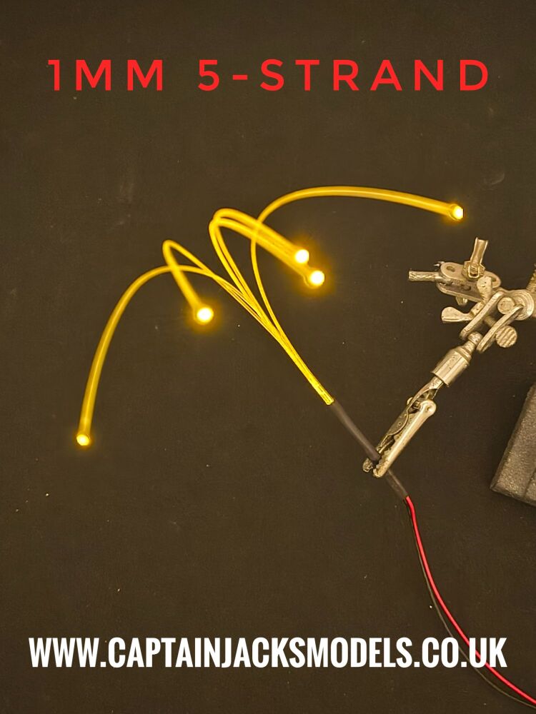 Yellow FLASHING Fibre Optic LED With 5 Fibre 1mm Strands