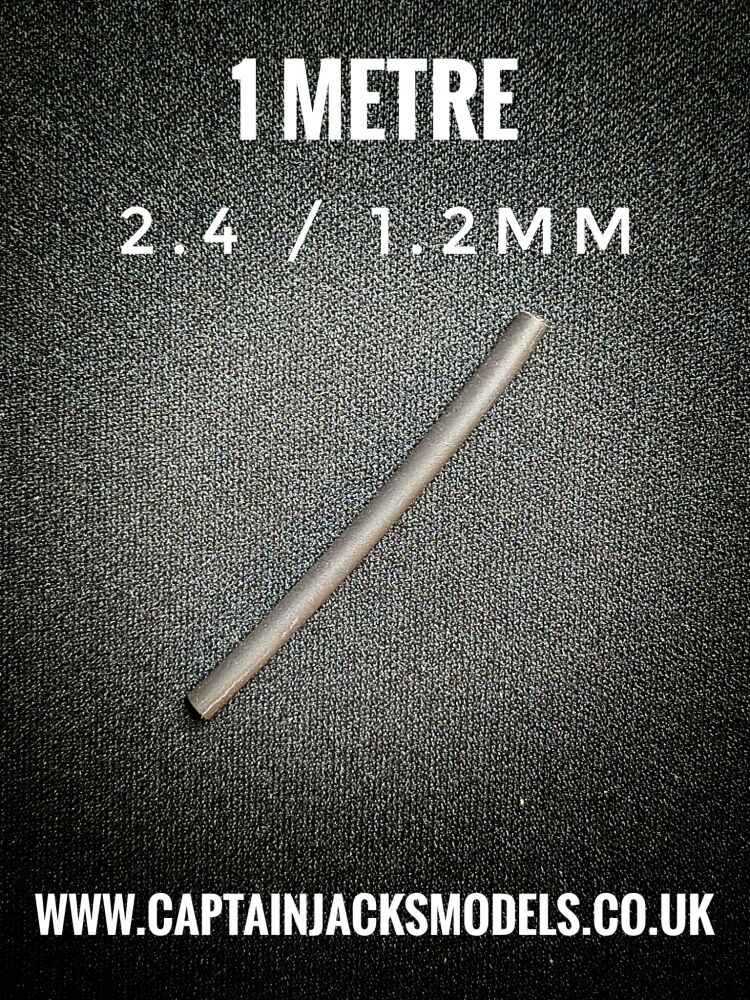 Heat Shrink Tubing 2.4 / 1.2mm Black - 1 Metre