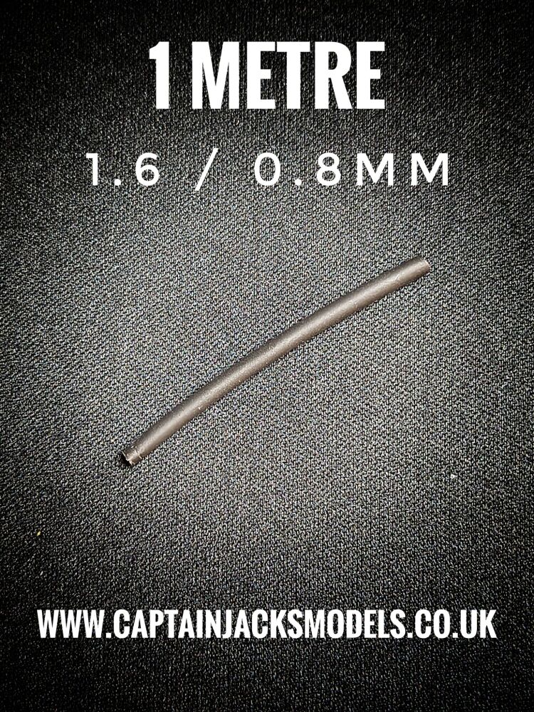 Heat Shrink Tubing 1.6 / 0.8mm Black - 1 Metre