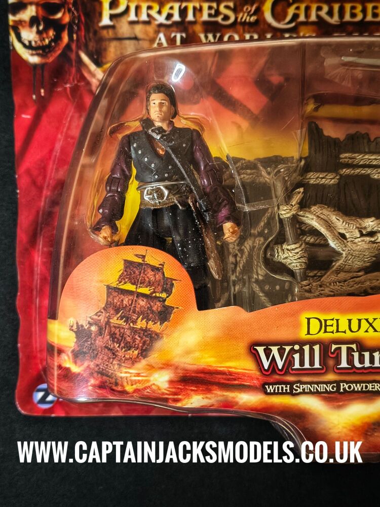 Zizzle - Collectors Figure - Pirates Of The Caribbean At Worlds End - Deluxe Will Turner With Spinning Powder Keg Raft