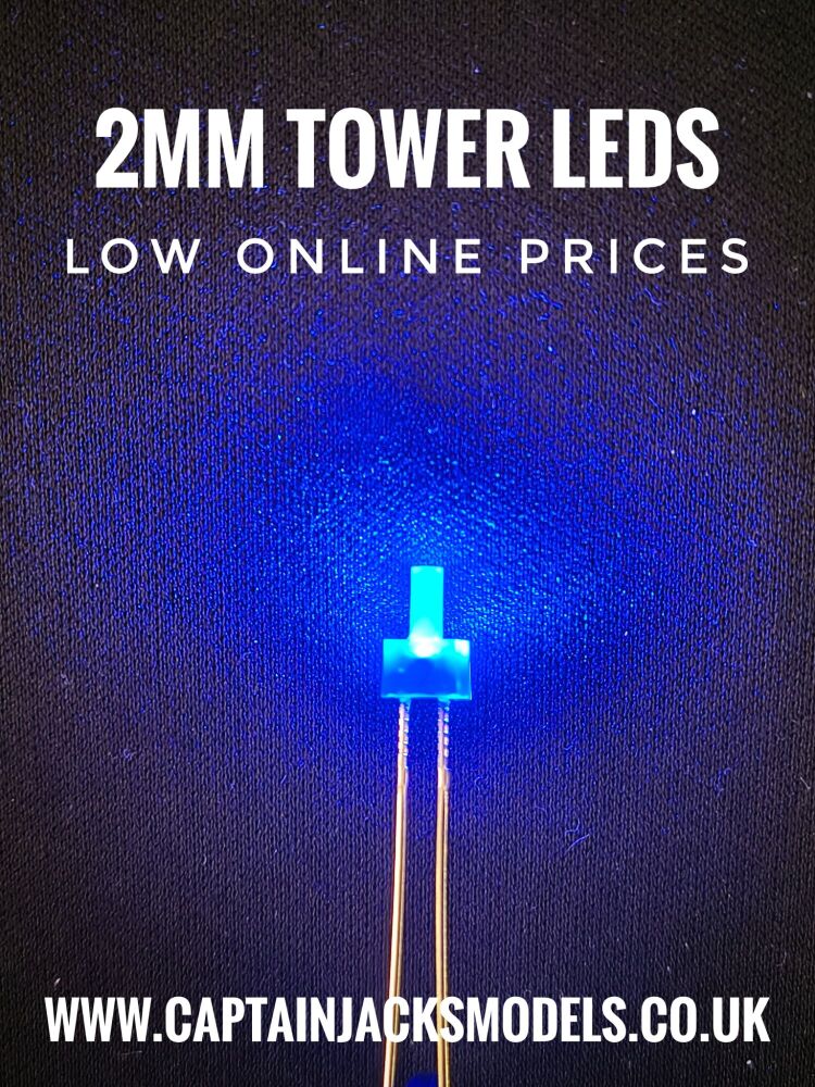 2mm Blue Tower Lighthouse LEDs With Diffused Lens
