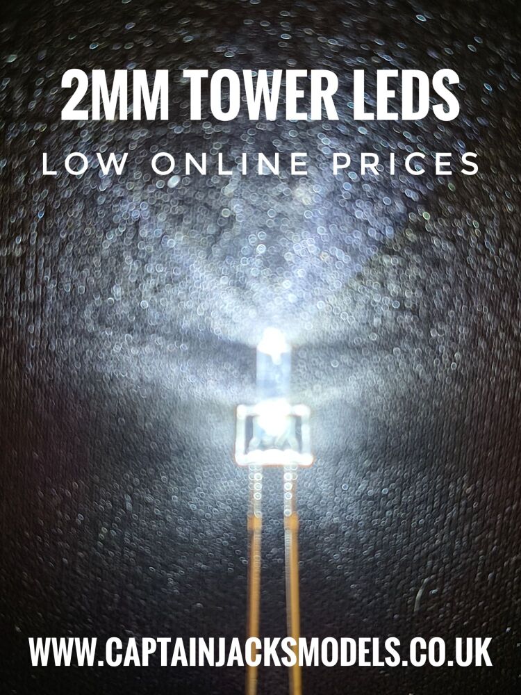 2mm Cool White Tower Lighthouse LEDs With Clear Lens