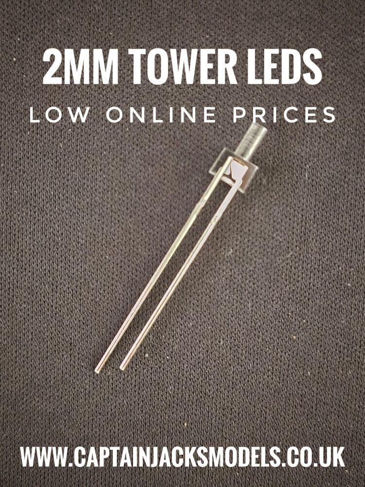 2mm Cool White Tower Lighthouse LEDs With Clear Lens