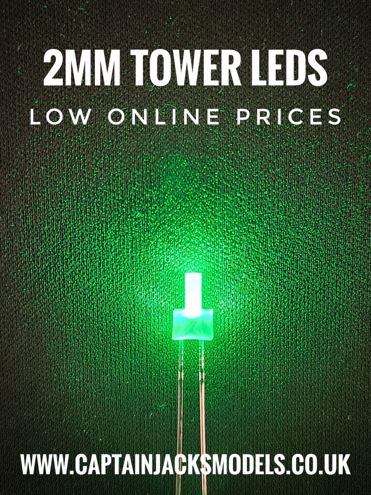 2mm Green Tower Lighthouse LEDs With Diffused Lens