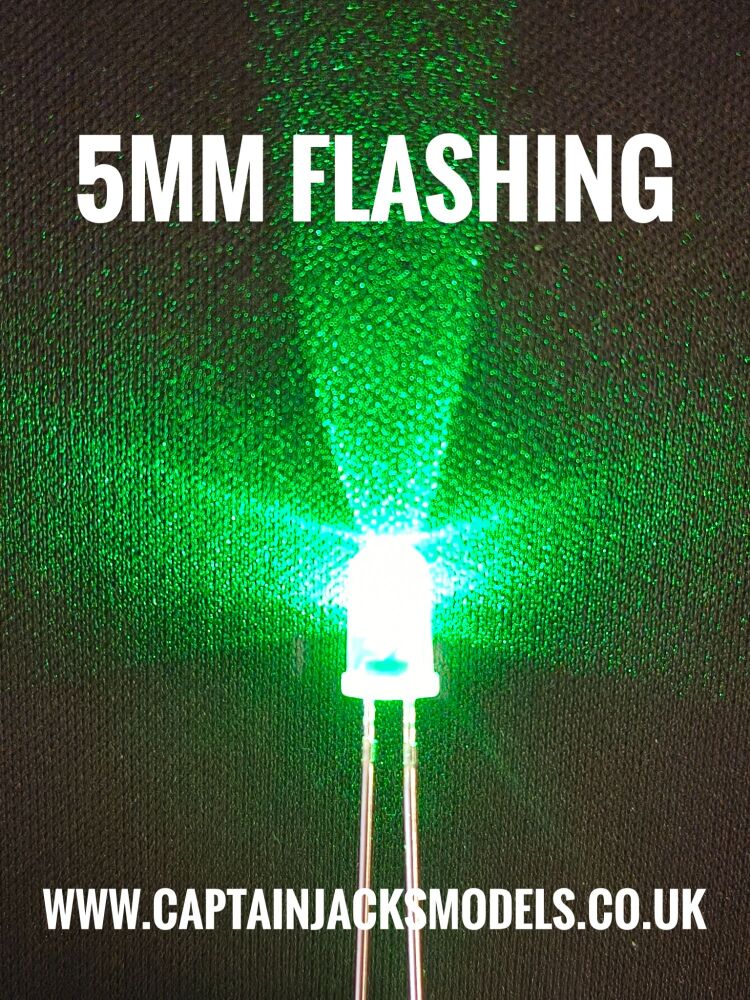 5mm FLASHING GREEN Ultra Bright LEDs