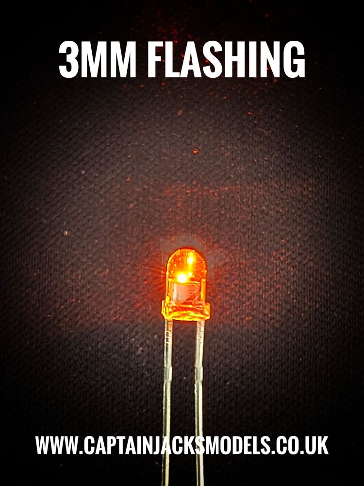 3mm FLASHING ORANGE Ultra Bright LEDs